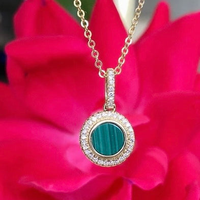 Forest Halo Malachite & Diamond Pendant