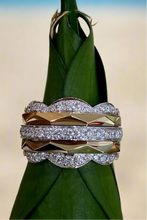 Load image into Gallery viewer, Two Toned Gold and Diamond Geometric Multi-Band Ring