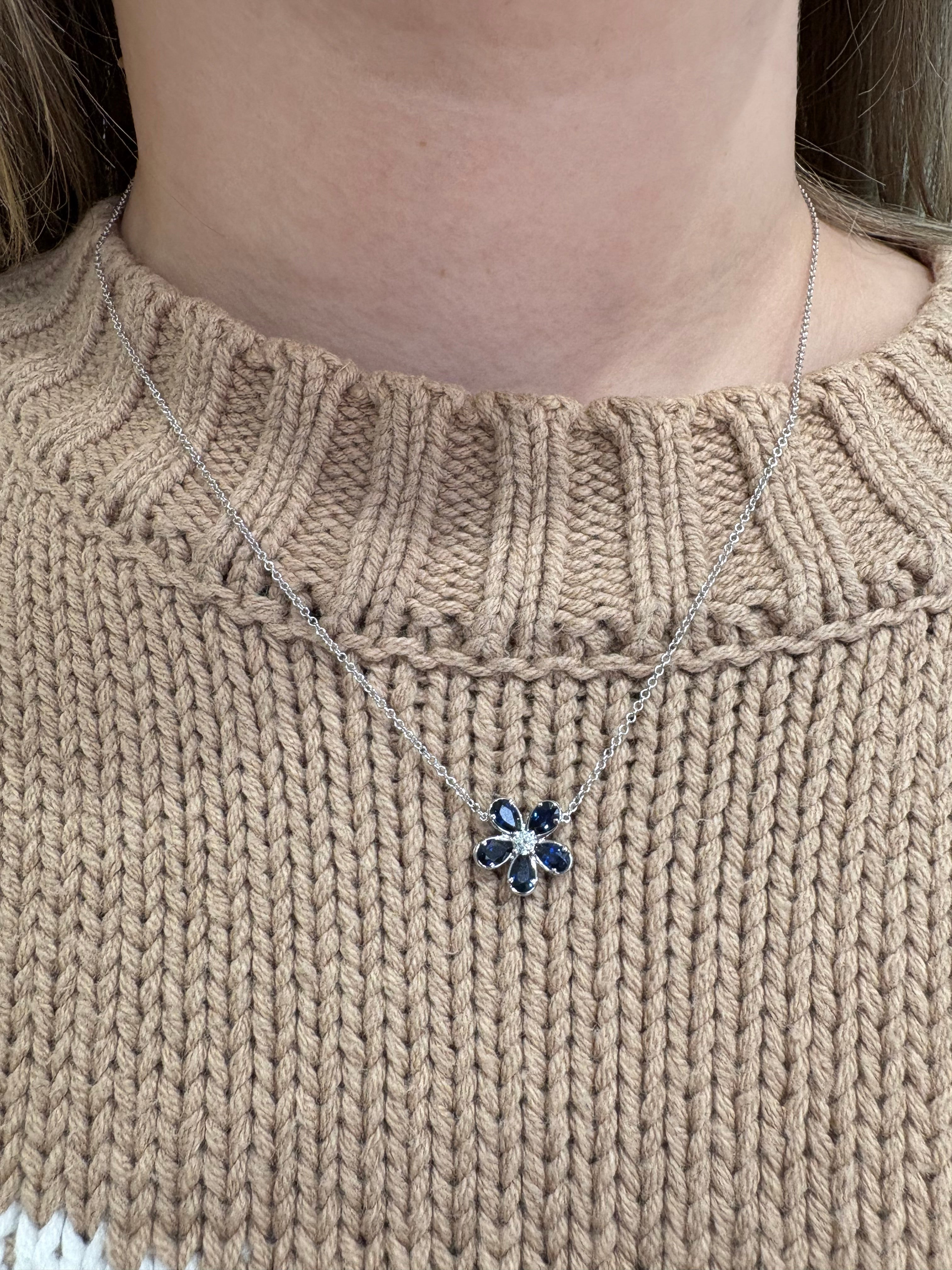 Midnight Flower Sapphire and Diamond Necklace