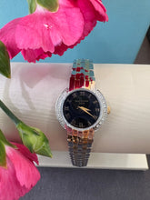 Load image into Gallery viewer, Black Dial Two Toned Bracelet Diamond Accent Petite Watch