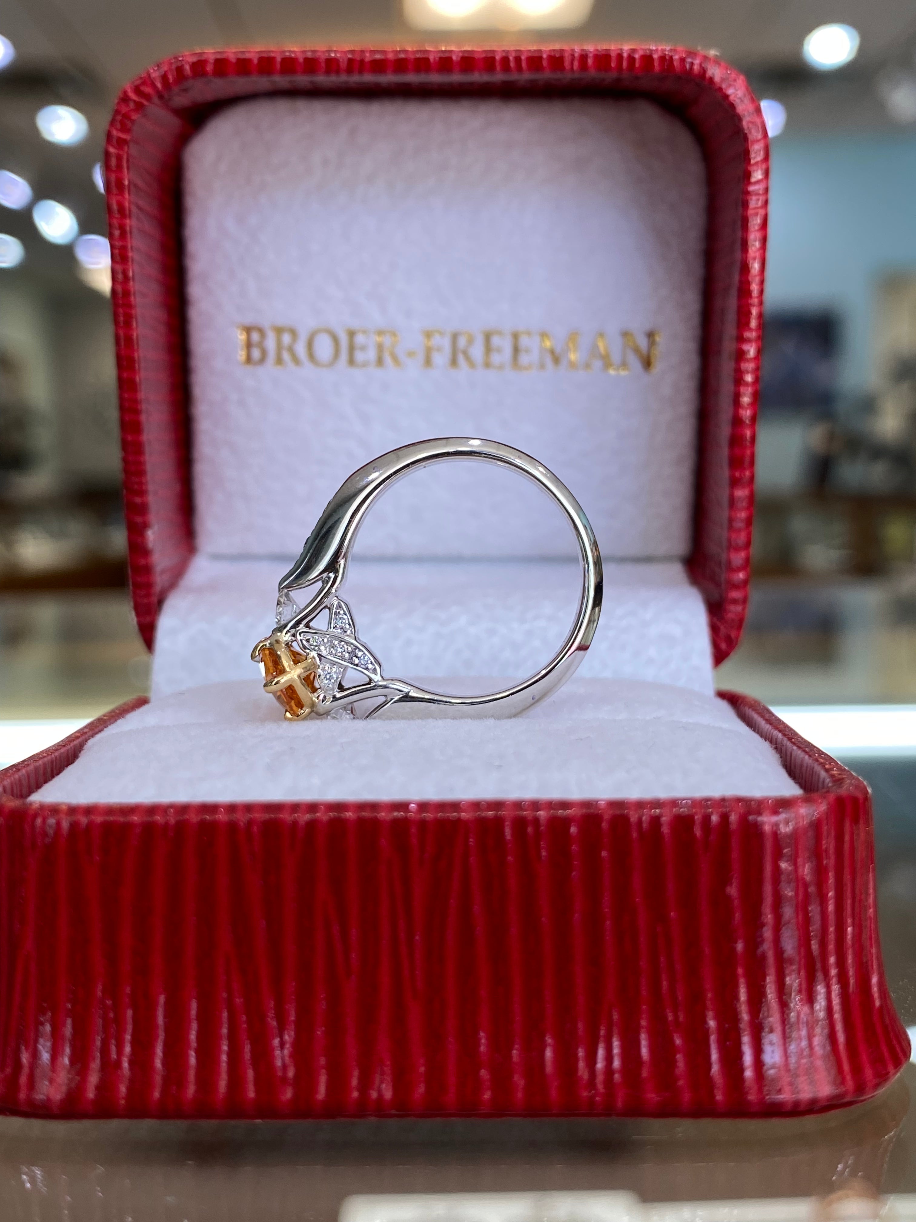 Oval Orange Sapphire & Diamond Estate Ring