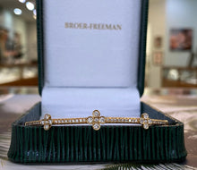 Load image into Gallery viewer, 18K Yellow Gold and Diamond Tri-Flower Bangle Bracelet