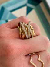 Load image into Gallery viewer, Yellow Gold and Diamond Interwoven Bands Ring