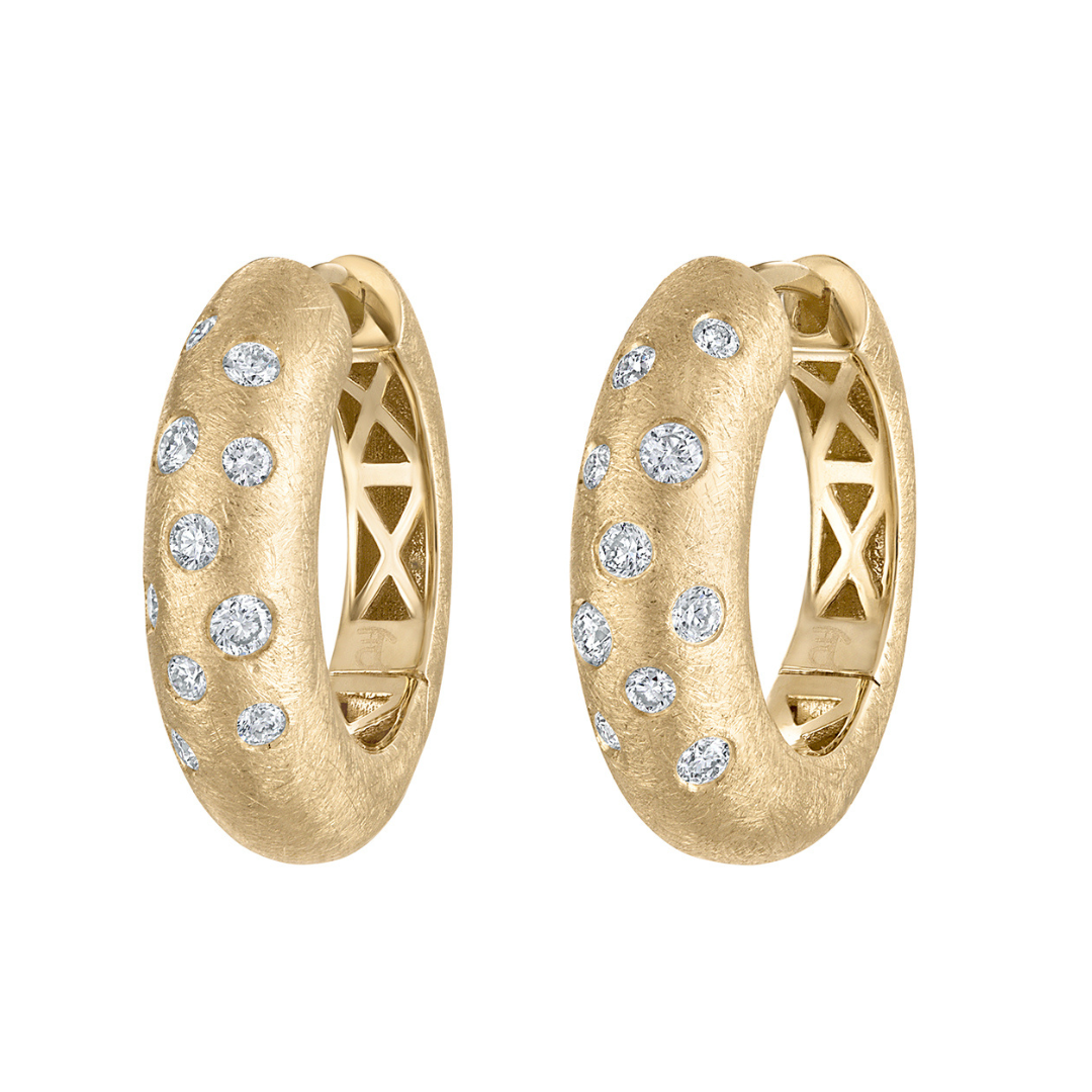 Satin Sheen Diamond Hoops
