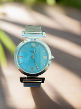 Load image into Gallery viewer, Turquoise Dial Silver Mesh Bracelet Watch