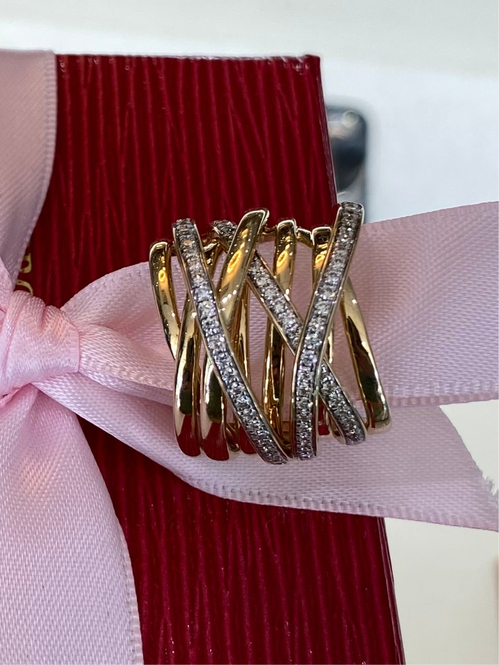 Yellow Gold and Diamond Interwoven Bands Ring