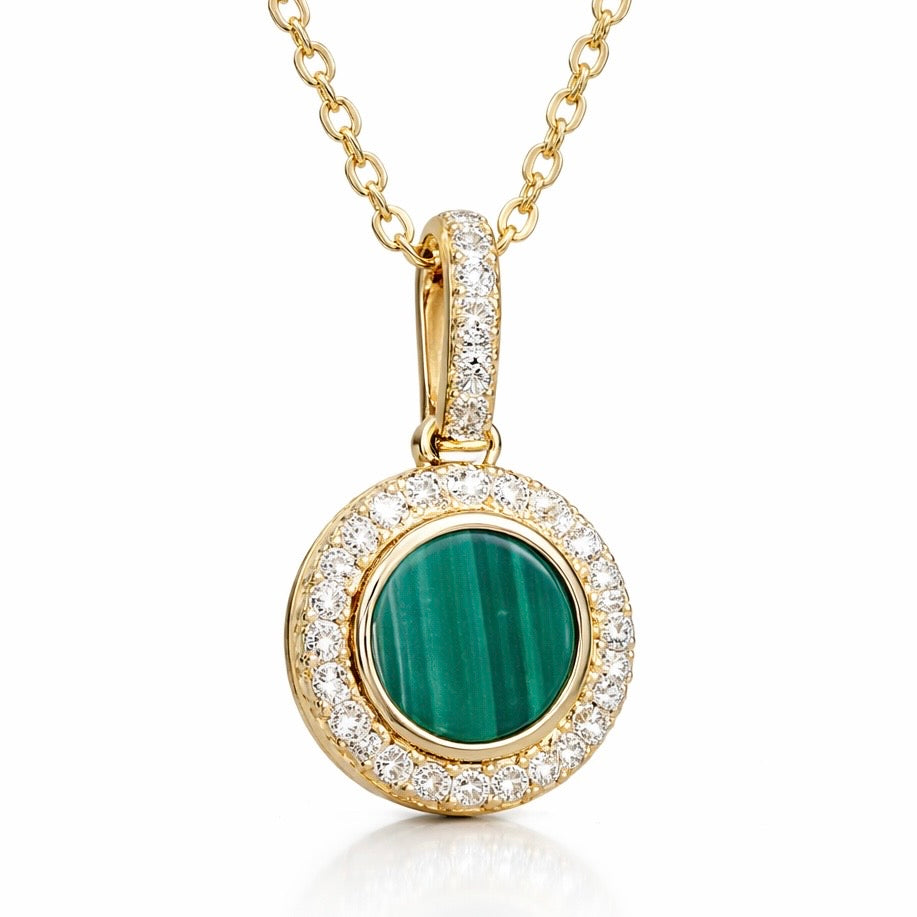 Forest Halo Malachite & Diamond Pendant