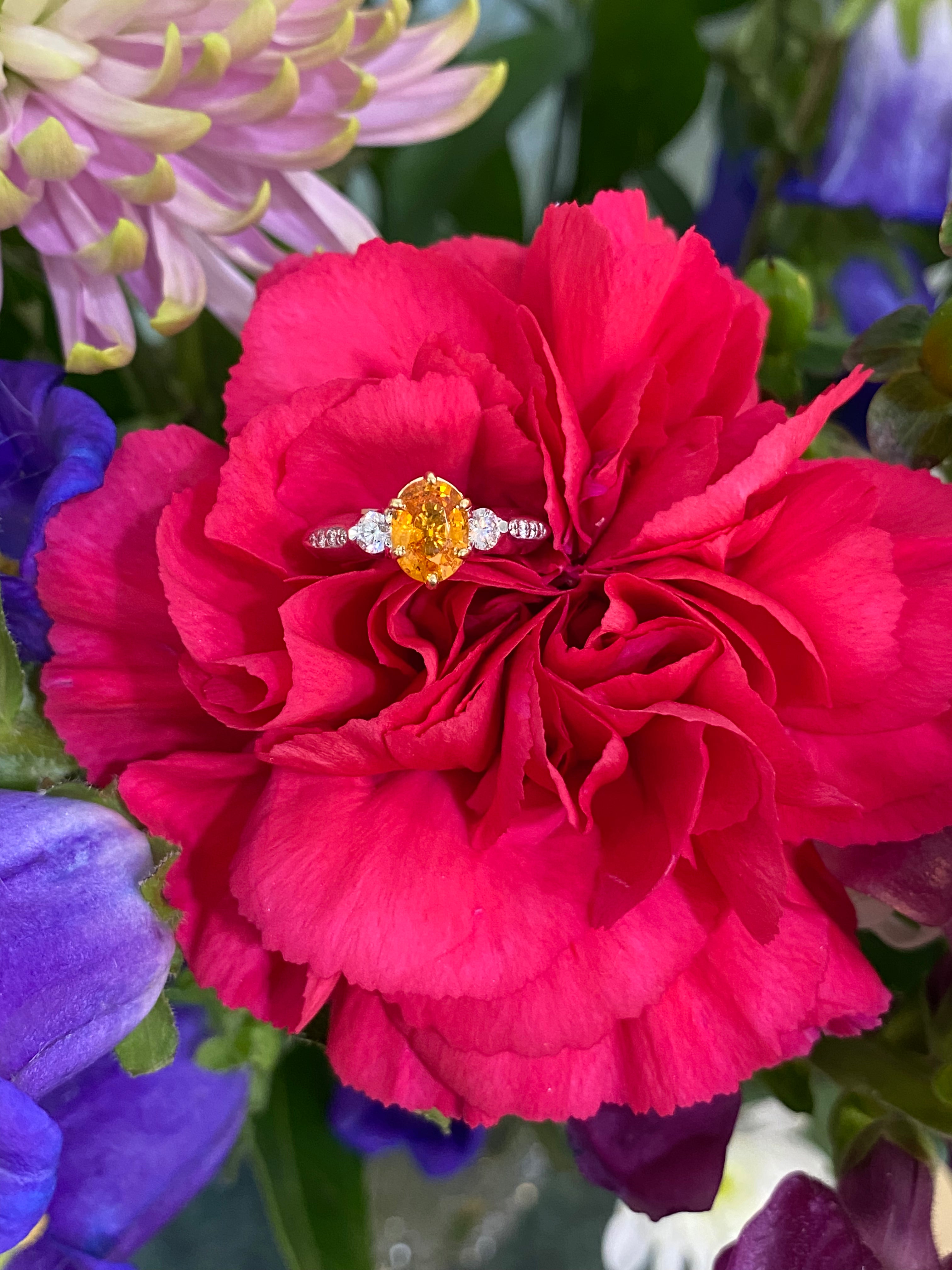 The Sunset Trilogy Orange Sapphire and Diamond Ring