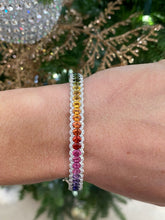 Load image into Gallery viewer, Rainbow Sapphire and Diamond Bangle Bracelet