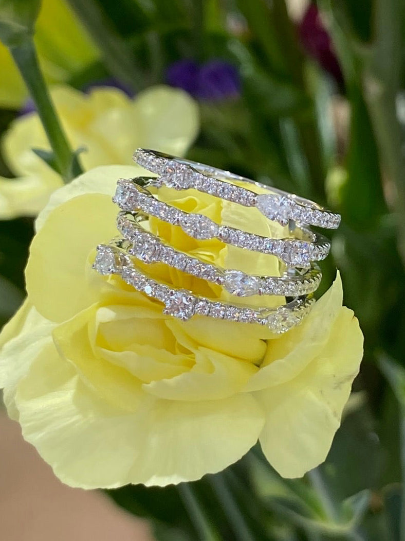 The Diamond Quartet Stack Ring
