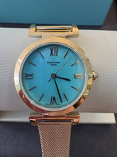 Load image into Gallery viewer, Turquoise Dial Gold Mesh Bracelet Watch