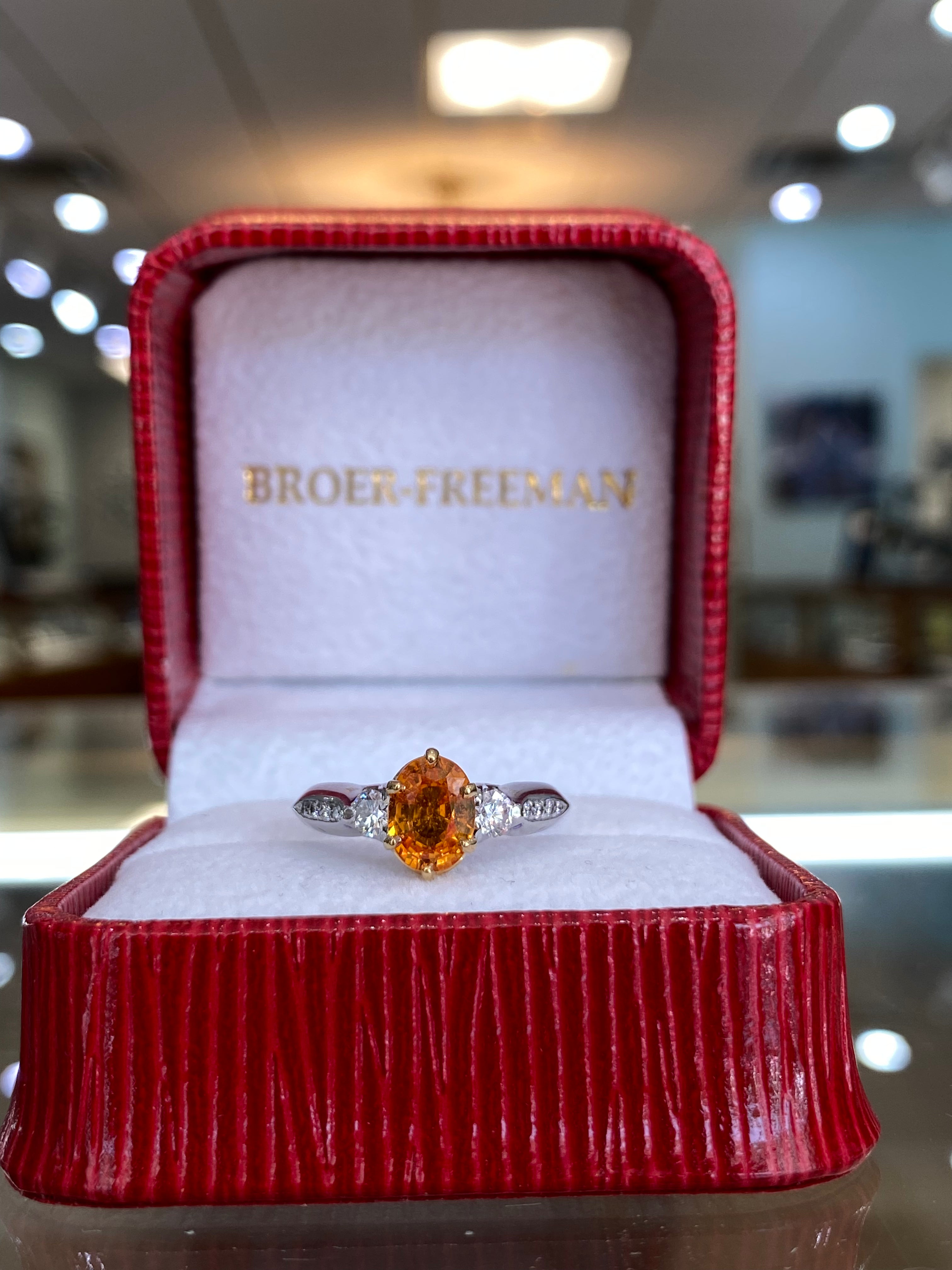 The Sunset Trilogy Orange Sapphire and Diamond Ring