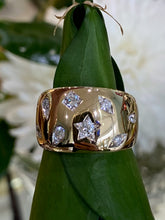 Load image into Gallery viewer, Yellow Gold Starry Sky Wide Band Ring