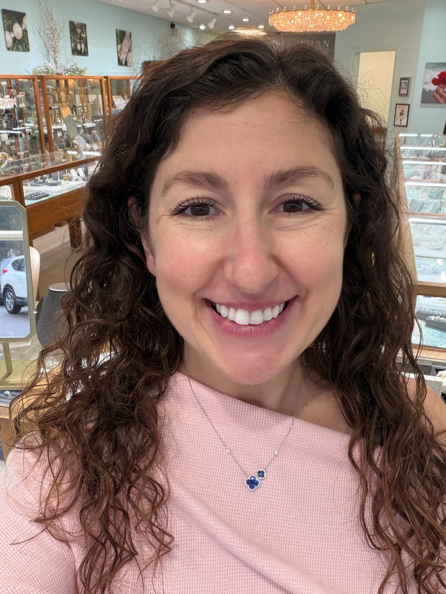 Sapphire and Diamond Asymmetrical Quatrefoil Necklace