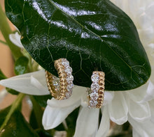 Load image into Gallery viewer, Yellow Gold and Diamond Double Row Huggie Hoop Earrings