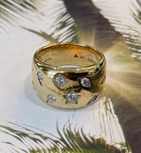 Load image into Gallery viewer, Yellow Gold Starry Sky Wide Band Ring