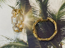 Load image into Gallery viewer, 18K Yellow Gold and Diamond Chain Link Hoop Earrings