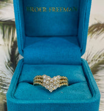 Load image into Gallery viewer, Yellow Gold and Diamond Chevron Style Beaded Band Ring