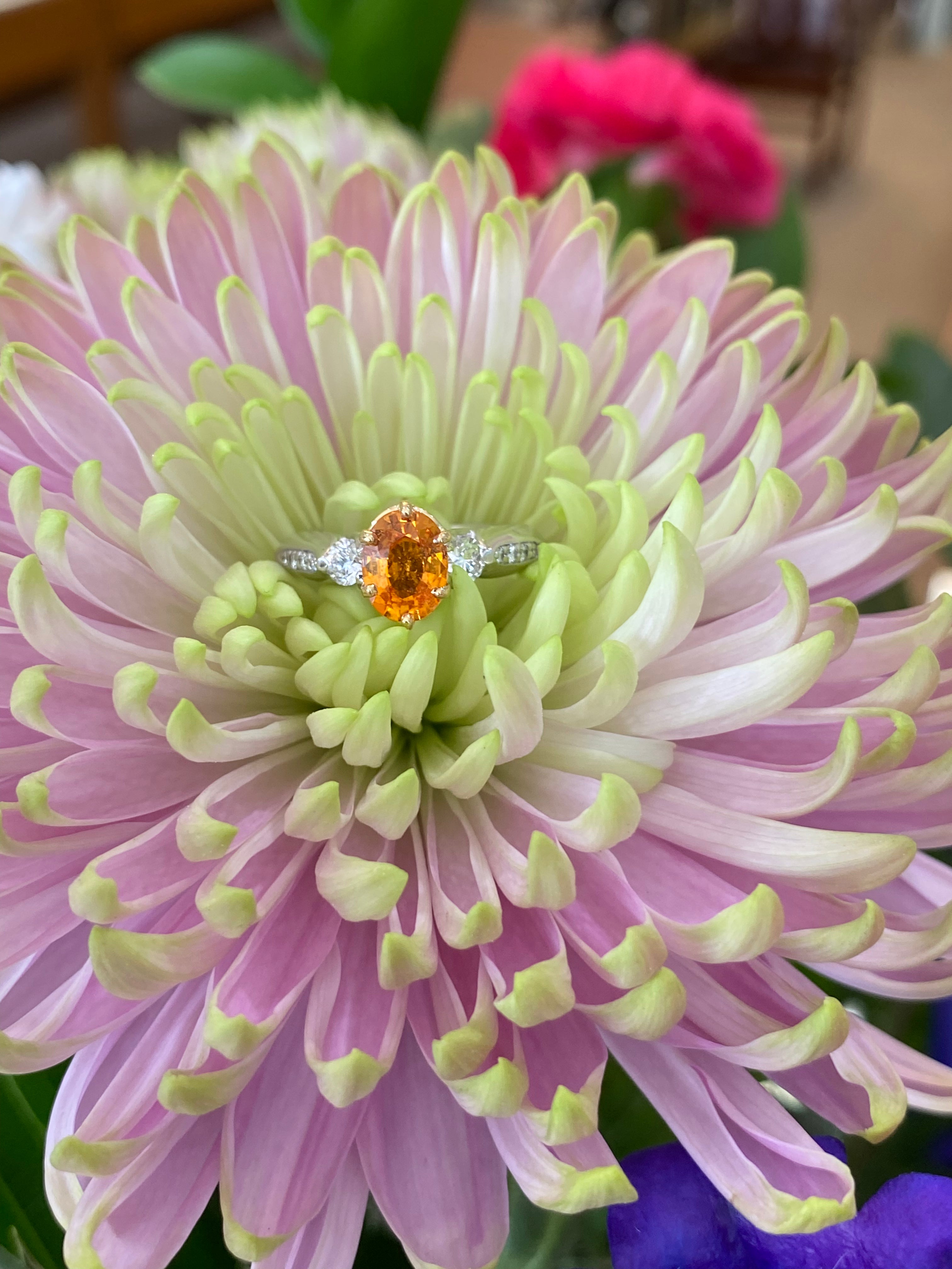 The Sunset Trilogy Orange Sapphire and Diamond Ring