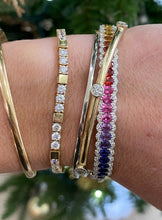 Load image into Gallery viewer, Rainbow Sapphire and Diamond Bangle Bracelet