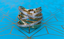 Load image into Gallery viewer, Yellow Gold and Diamond Interwoven Bands Ring