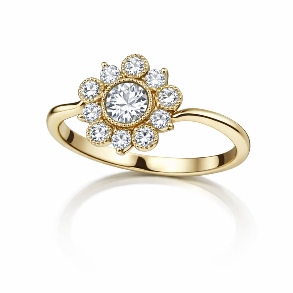 Golden Petal Diamond Ring