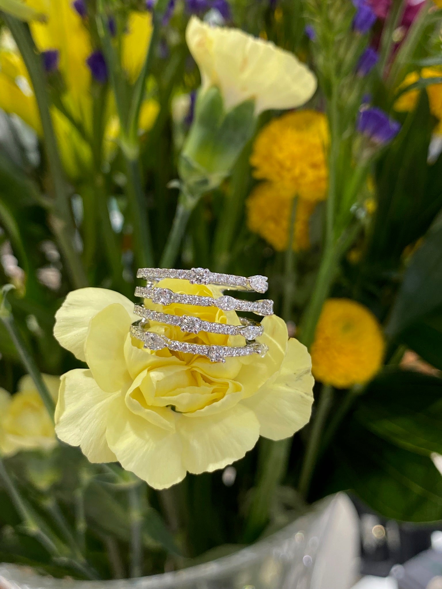 The Diamond Quartet Stack Ring