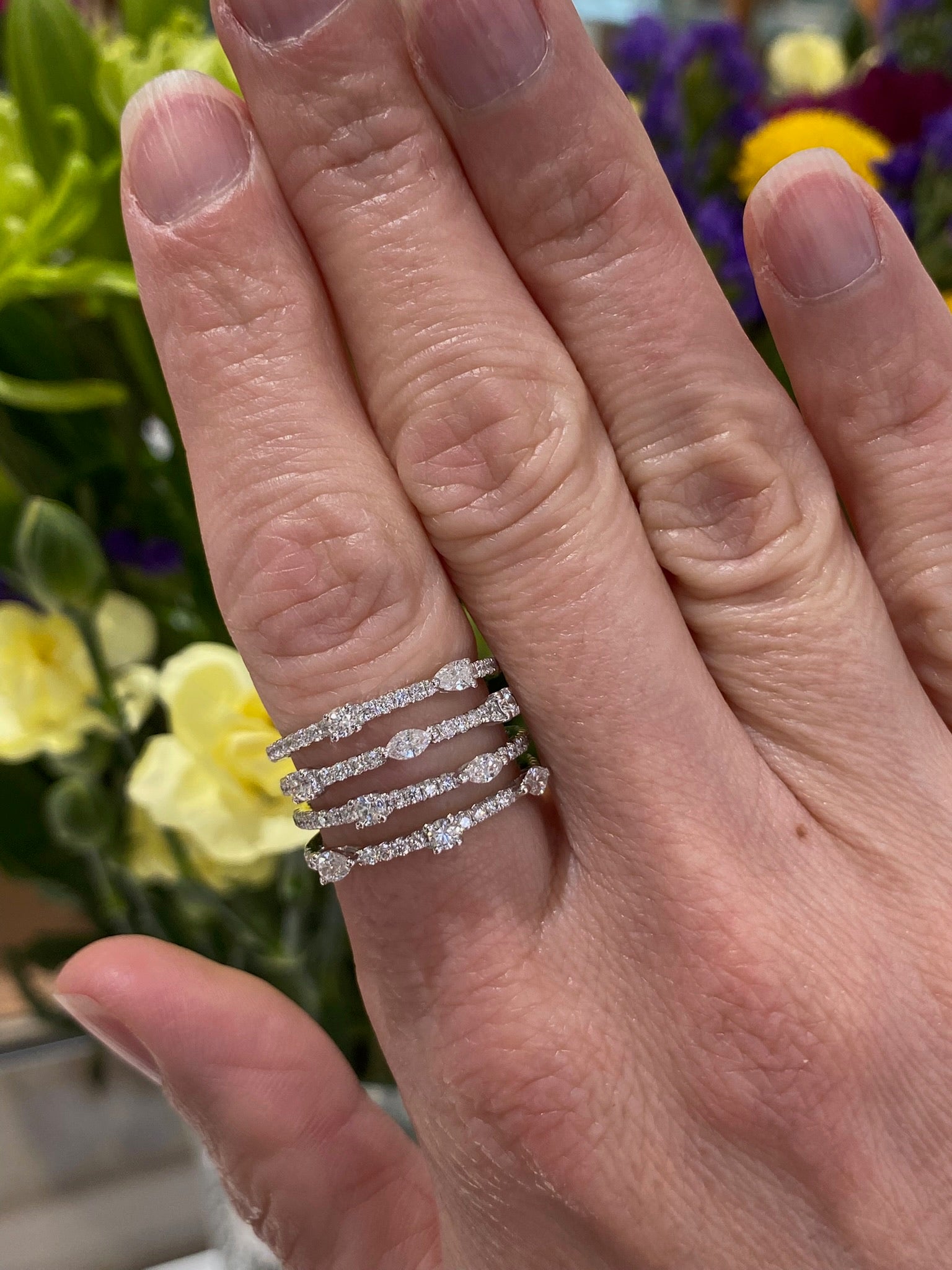 The Diamond Quartet Stack Ring
