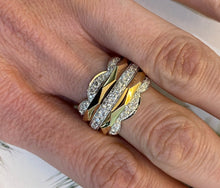 Load image into Gallery viewer, Two Toned Gold and Diamond Geometric Multi-Band Ring