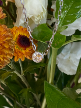 Load image into Gallery viewer, Vintage Diamond Bezel Set Necklace in White Gold with Paperclip Style Chain