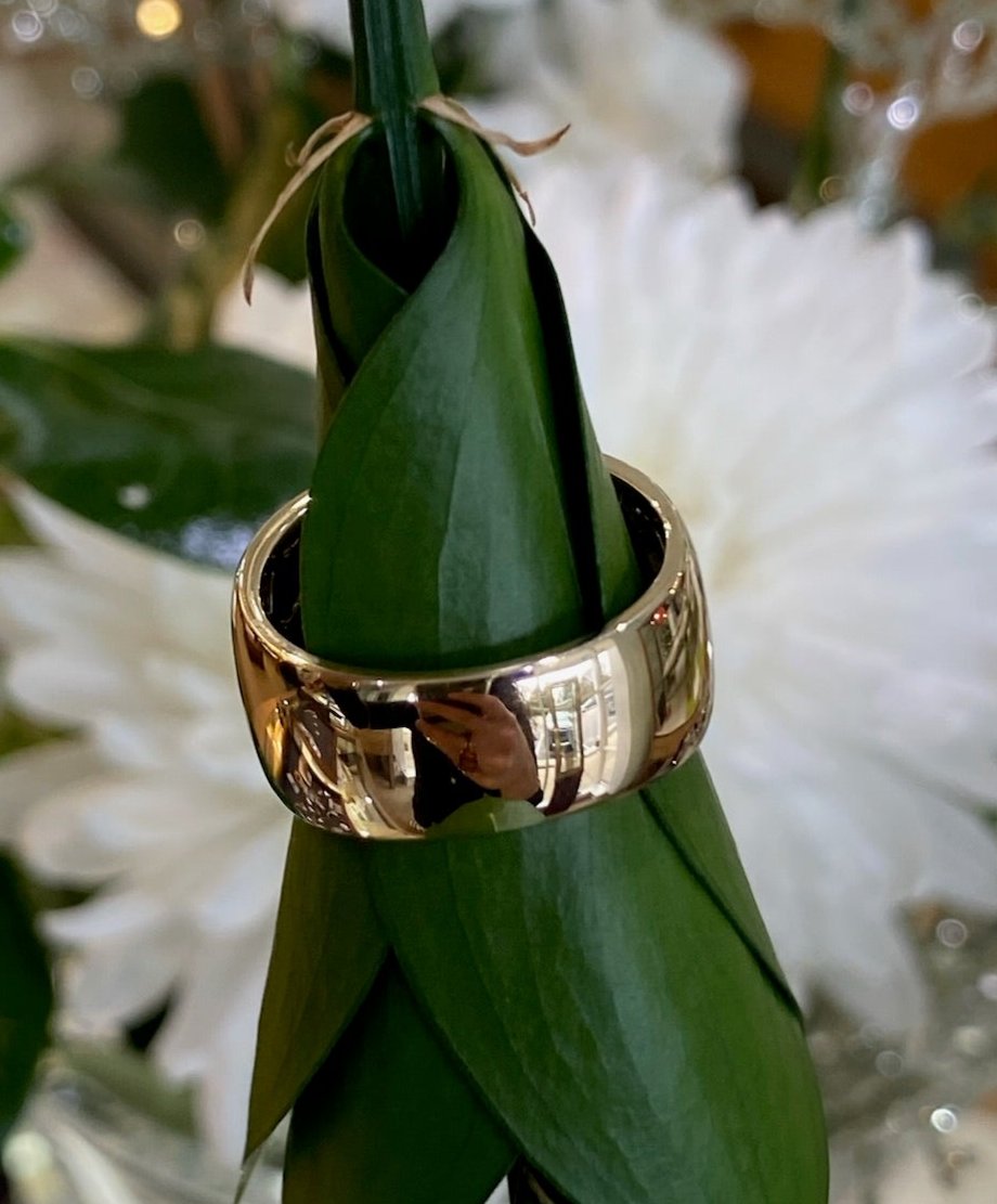 Yellow Gold Starry Sky Wide Band Ring