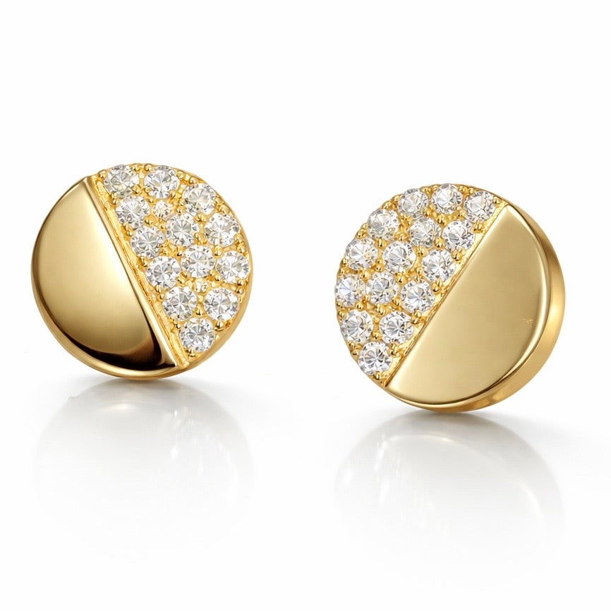 Half Moon Pavé Diamond Stud Earrings