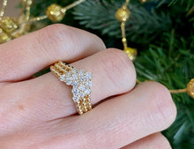Load image into Gallery viewer, Yellow Gold and Diamond Chevron Style Beaded Band Ring