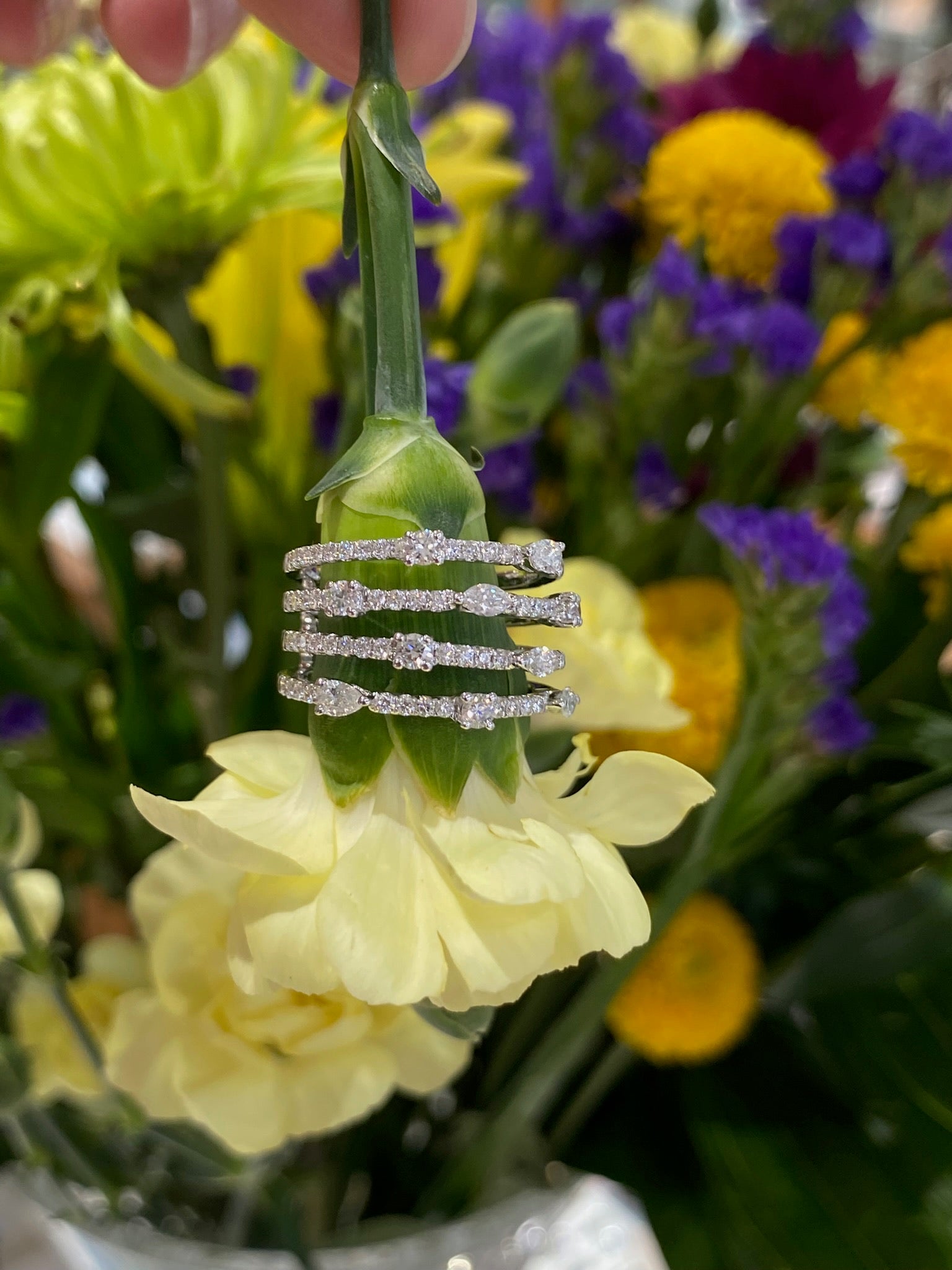 The Diamond Quartet Stack Ring