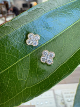 Load image into Gallery viewer, Yellow Gold Diamond Clover Stud Earrings