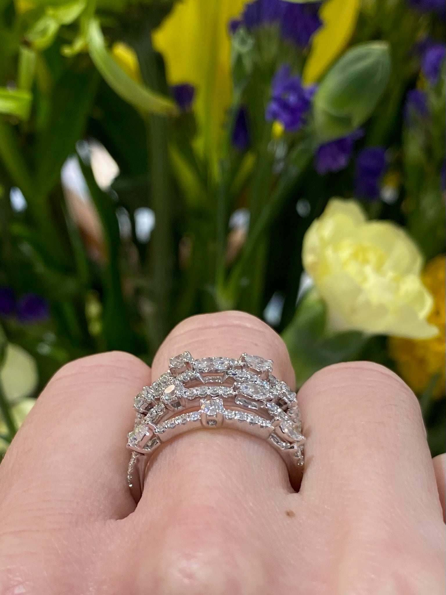 The Diamond Quartet Stack Ring
