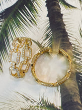Load image into Gallery viewer, 18K Yellow Gold and Diamond Chain Link Hoop Earrings