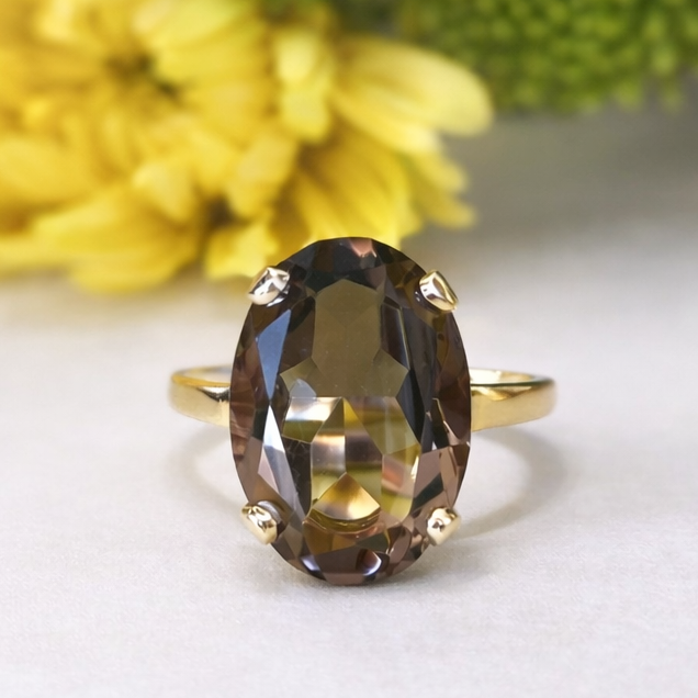 Vintage Earthsong Smoky Quartz Ring