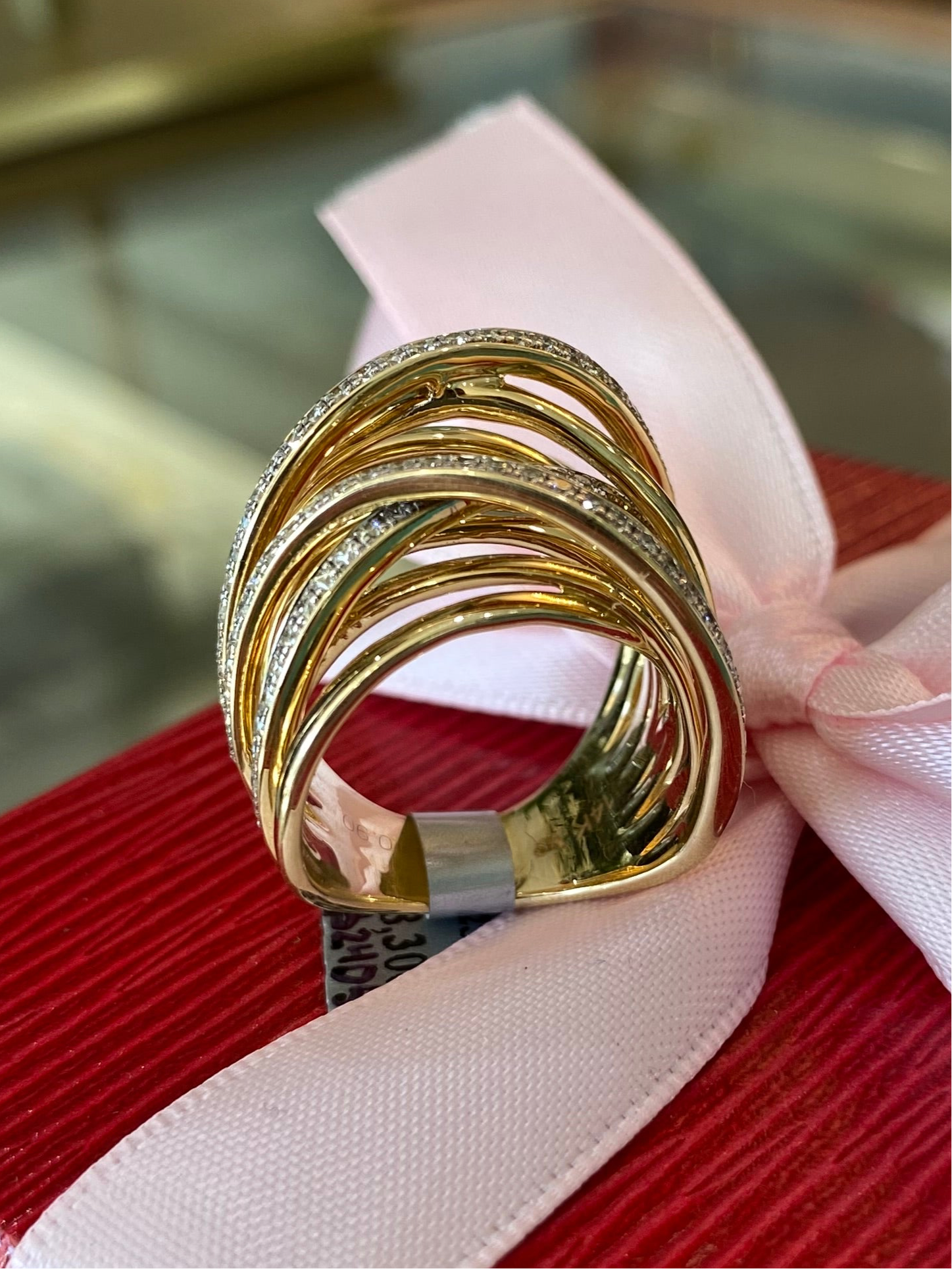 Yellow Gold and Diamond Interwoven Bands Ring