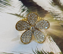 Load image into Gallery viewer, Diamond and 18K Yellow Gold Flower Statement Ring