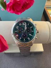 Load image into Gallery viewer, Men's Green Dial Silver Bracelet Diver’s Chronograph Watch with Date Function
