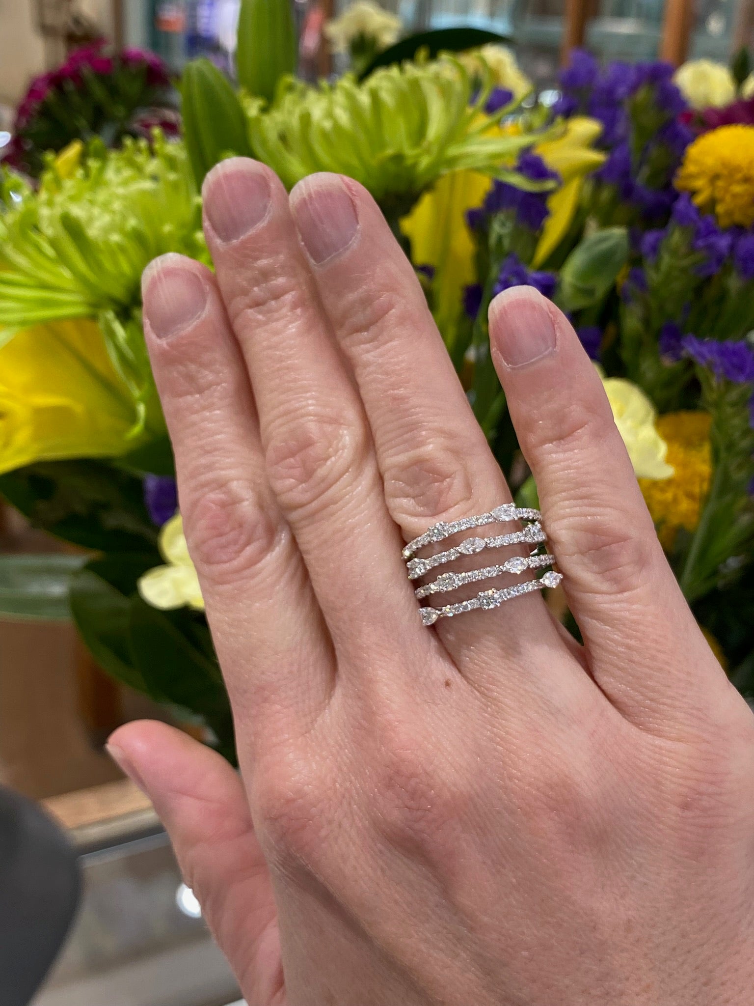The Diamond Quartet Stack Ring