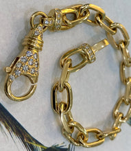 Load image into Gallery viewer, Yellow Gold Boston Link Diamond Lobster Clasp Bracelet