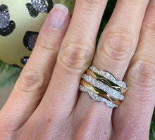 Load image into Gallery viewer, Two Toned Gold and Diamond Geometric Multi-Band Ring