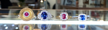 Load image into Gallery viewer, 18K Yellow Gold Ruby and Diamond Halo Ring