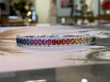 Load image into Gallery viewer, Rainbow Sapphire and Diamond Bangle Bracelet