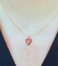 Load image into Gallery viewer, Vintage Ruby Heart Necklace in Yellow Gold