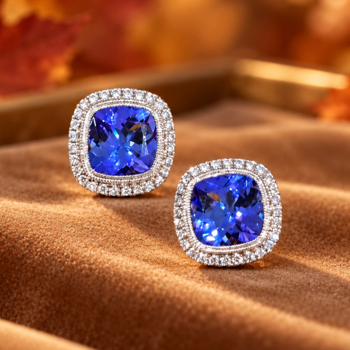 White gold tanzanite earrings