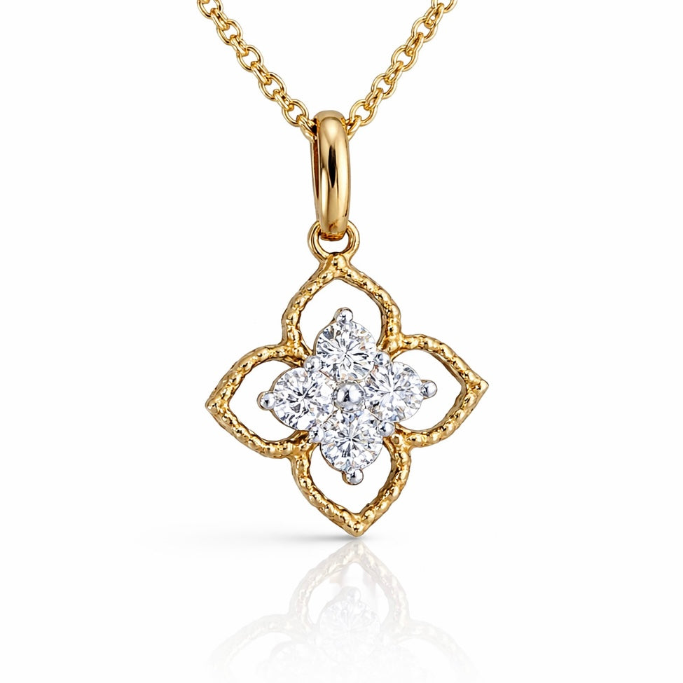 Beaded Bloom Diamond Flower Necklace