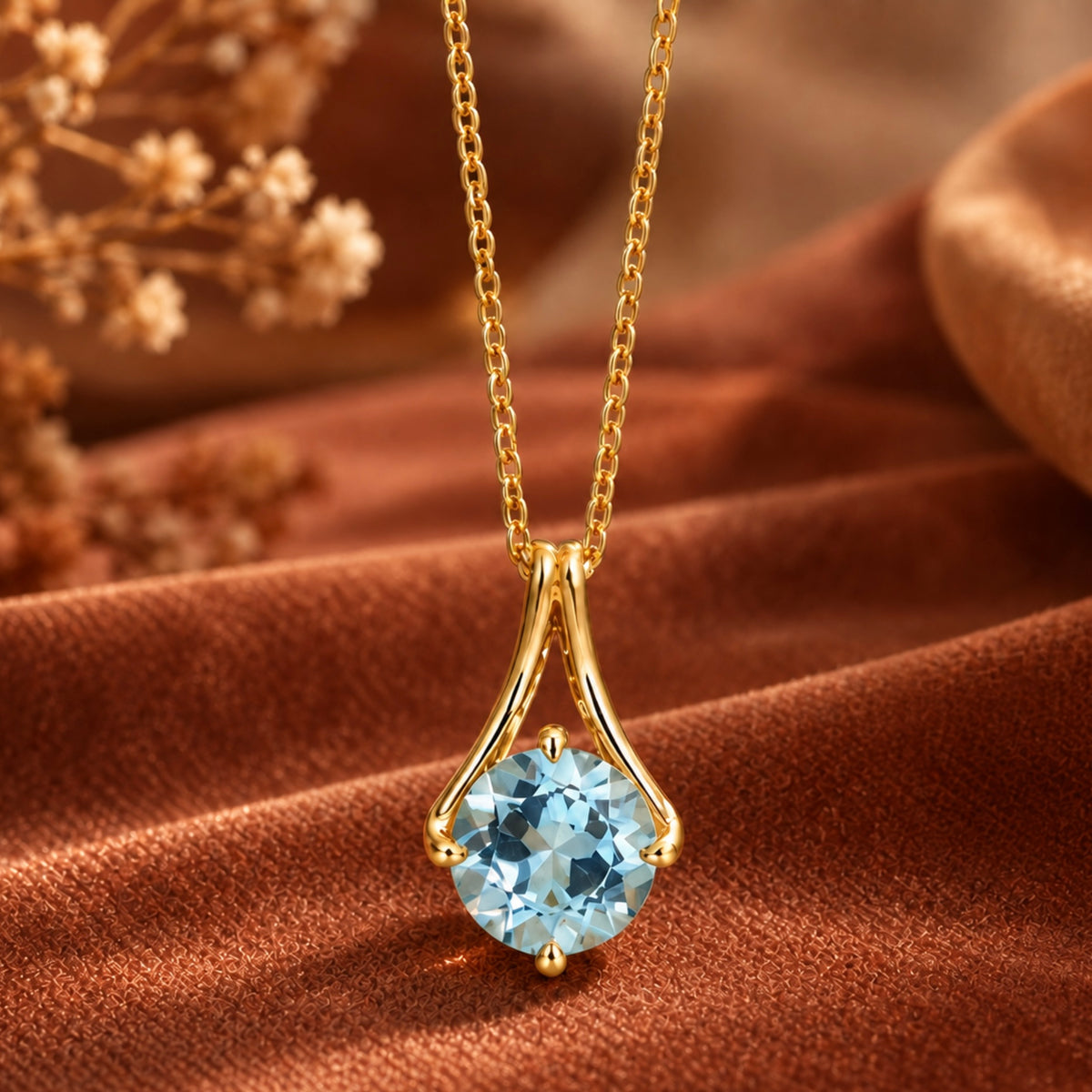 Coastal Charm Aquamarine Pendant Necklace